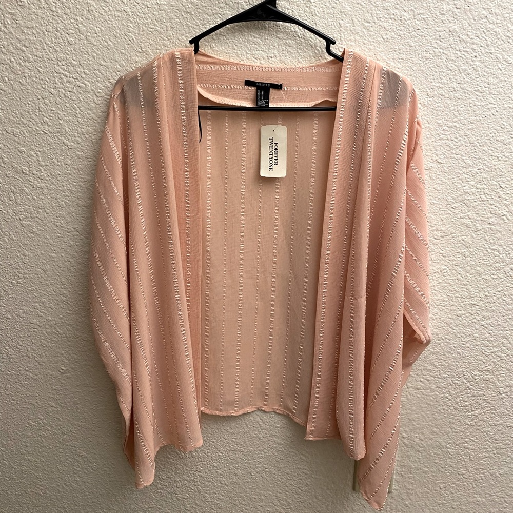 Forever21 Sheer Pink Cardigan - Size Medium